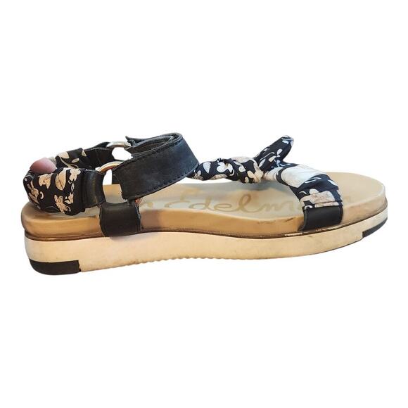 Sam Edelman Ashie Floral fabric leather slingback wedge sandal sz 7.5 shoes - Picture 9 of 15